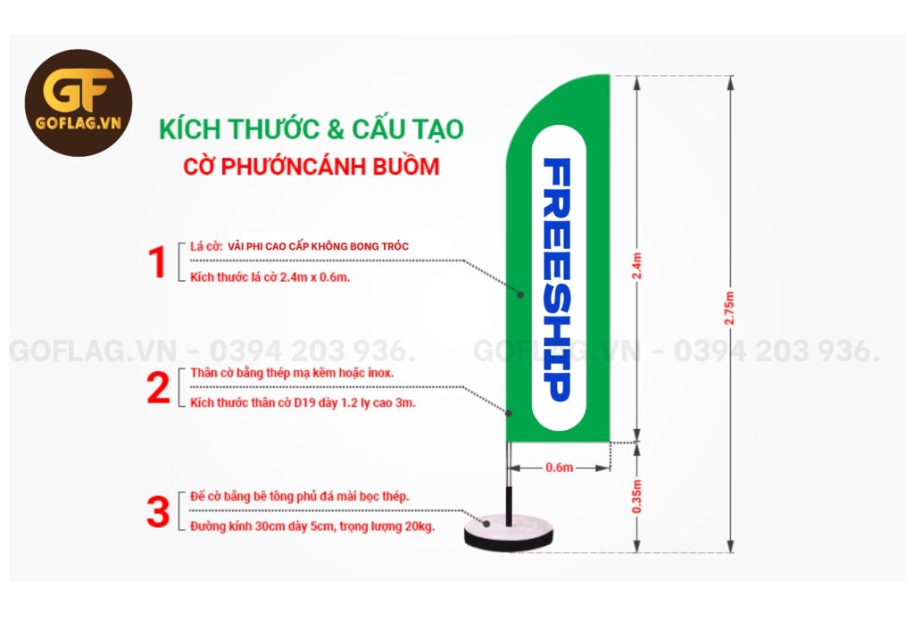 Cờ cánh buồm chân bê tông